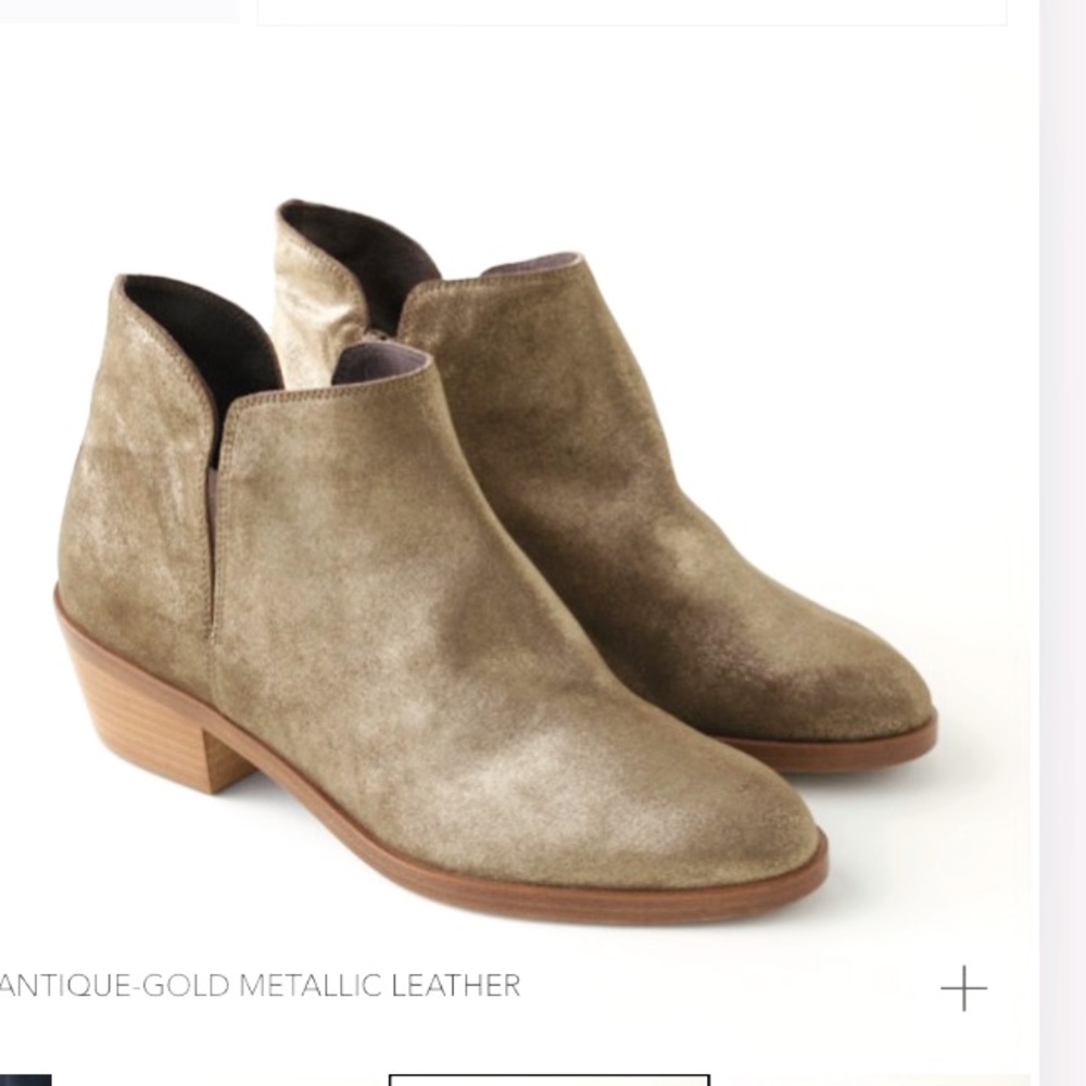 NWOT Garnet Hill Metallic Leather Ankle Boots